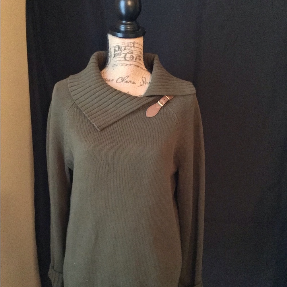 Talbots Brown Sweater with Buckle Sz L